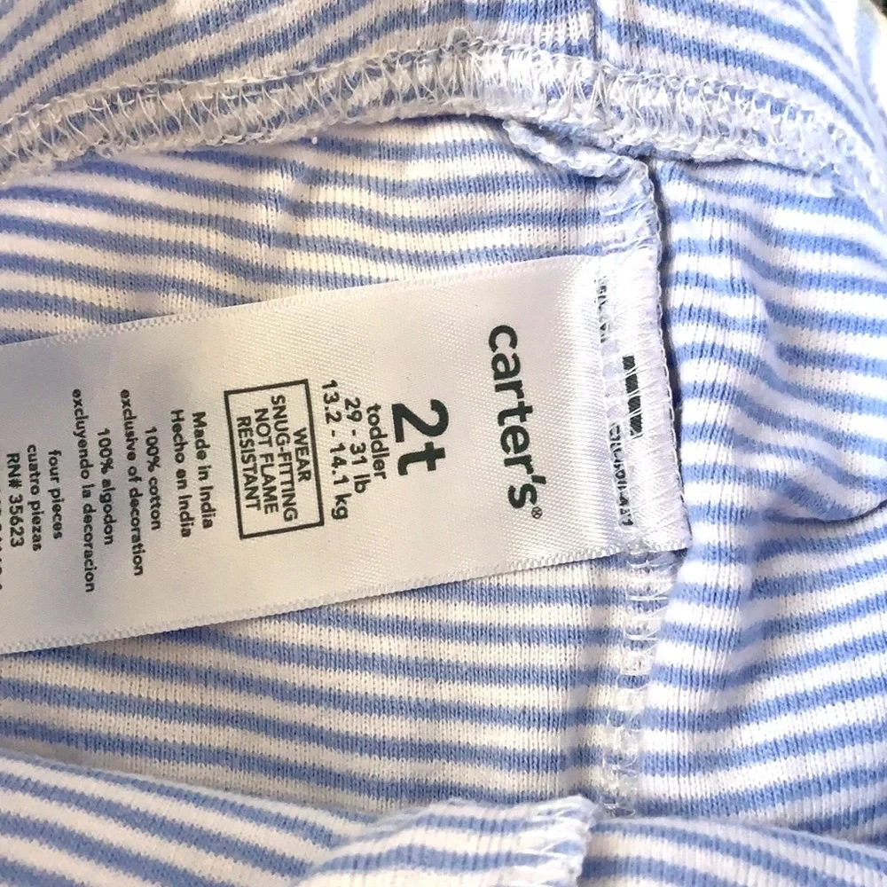 Girls 2T Big Sister Pajamas Set Carters Shorts Gray Purple Blue Stripes